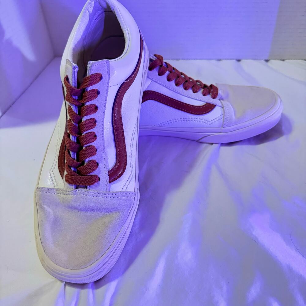 VANS OLD SKOOL VINTAGE POP MARSHMALLOW with BURGUNDY-ISH DETAIL, W 8